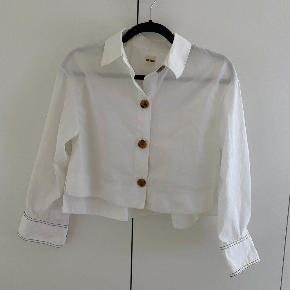 LAST CHANCE Khaite Cotton Crop Blouse White XS S